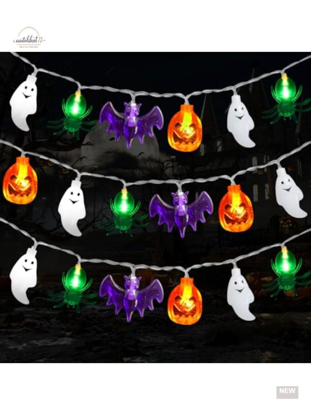 Halloween String Lights 20FT 40 LED Battery Operated Waterproof Pumpkin Ghost